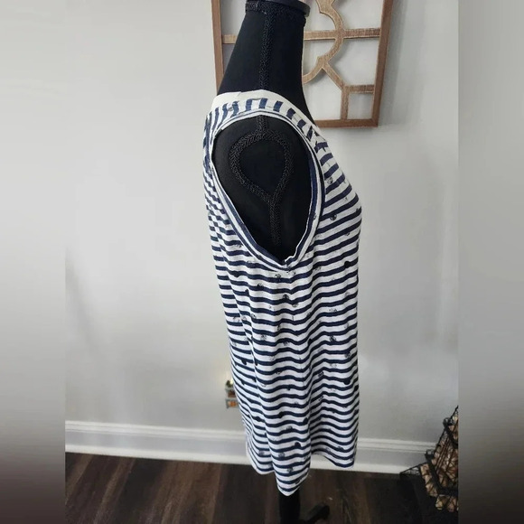 Stateside Striped and Polka Dot Navy and White Tank Top Womens Small - Picture 3 of 6